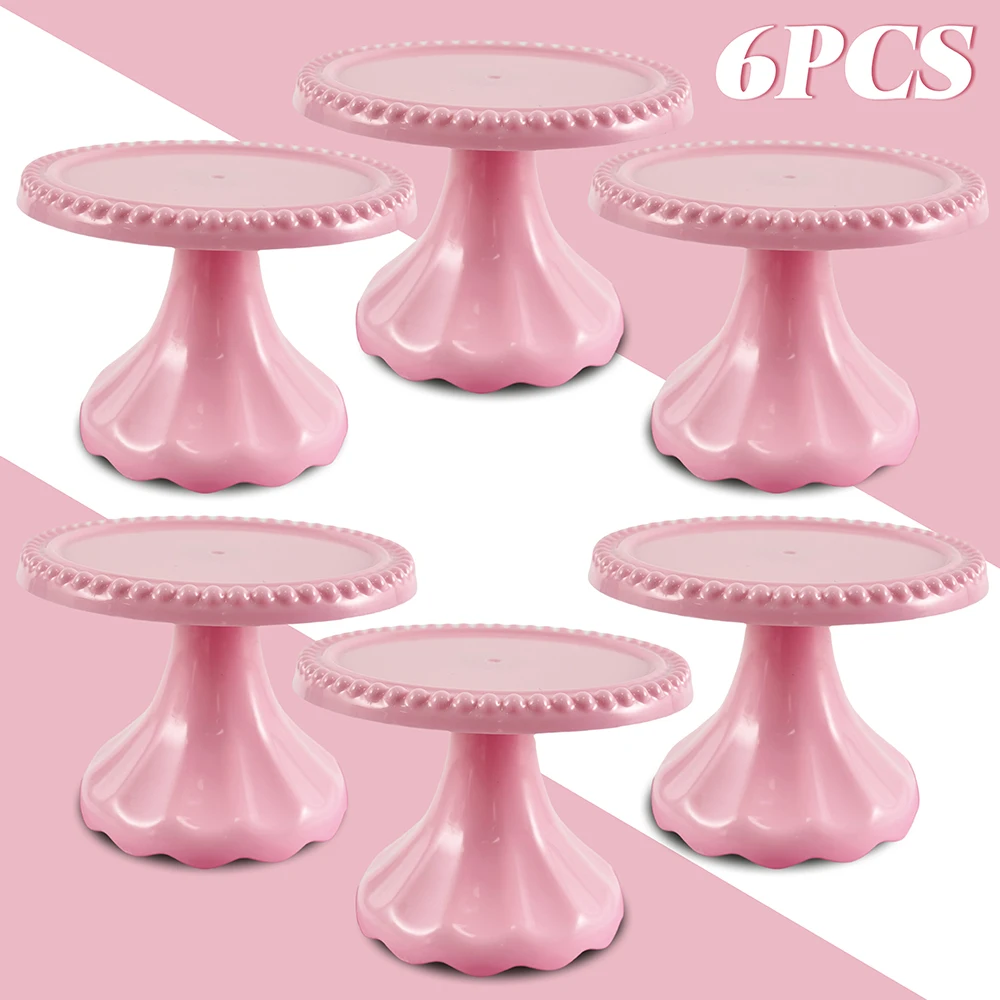 Set Of 6pcs Mini Cupcake Stand Plastic Cupcake Holder Serving Plate For Wedding Birthday Party Decorations Fiesta Decor