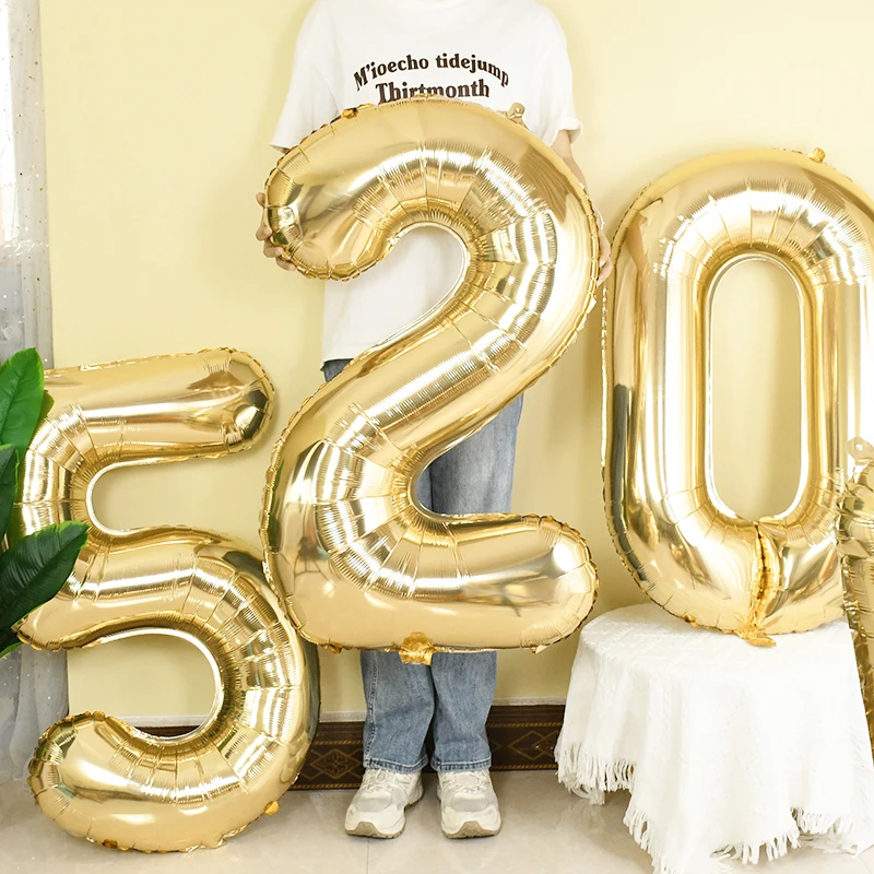 Złote balony numeryczne 40 cali Balon foliowy dla dorosłych dzieci Dekoracja urodzinowa Party Gold 0 1 2 3 4 5 6 7 8 9 Balon