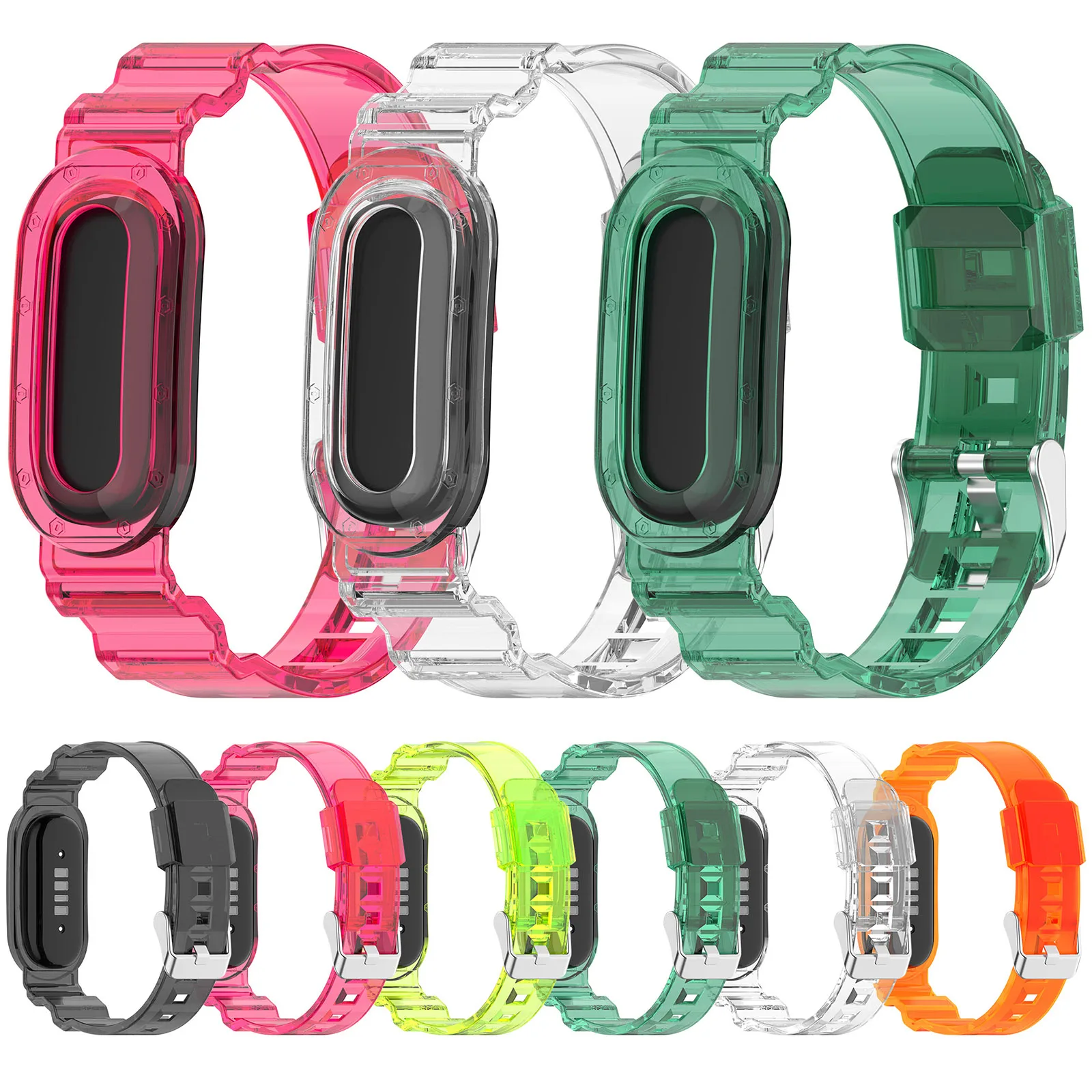 For Google Fitbit Air Fitness Tracker TPU Transparent Wristband Sport Sweatproof Watch Strap Adjustable Waterproof Watches Bands