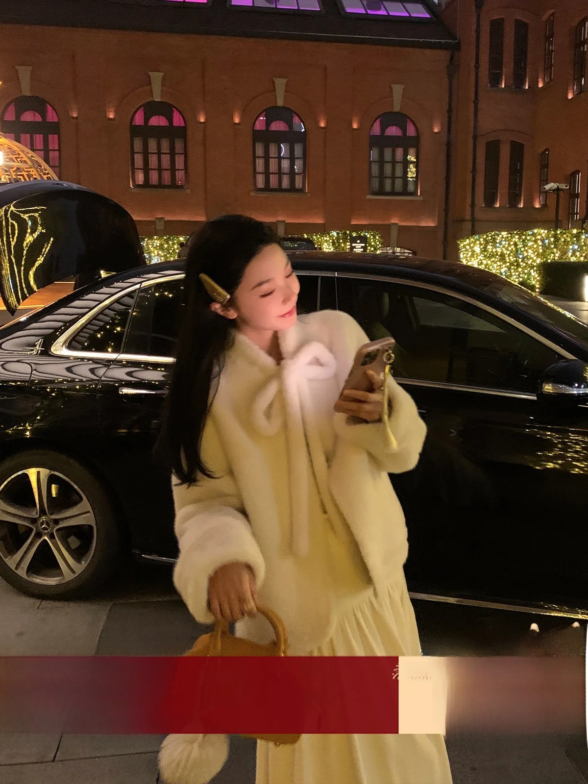 

Ele Thiened Winter ort Jaet Women's Sli Tie-Belted Stand Collar Faux Fur Inteated Upper Body Warm Commute Sle