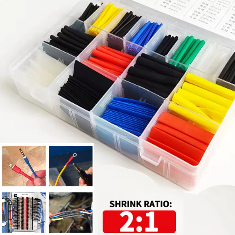 

120/322/522pcs Heat Shrink wrapped Shrinking Insulation Sleeving Thermal Casing Motor Car Electrical Cable Shrink Tube Tube Kit