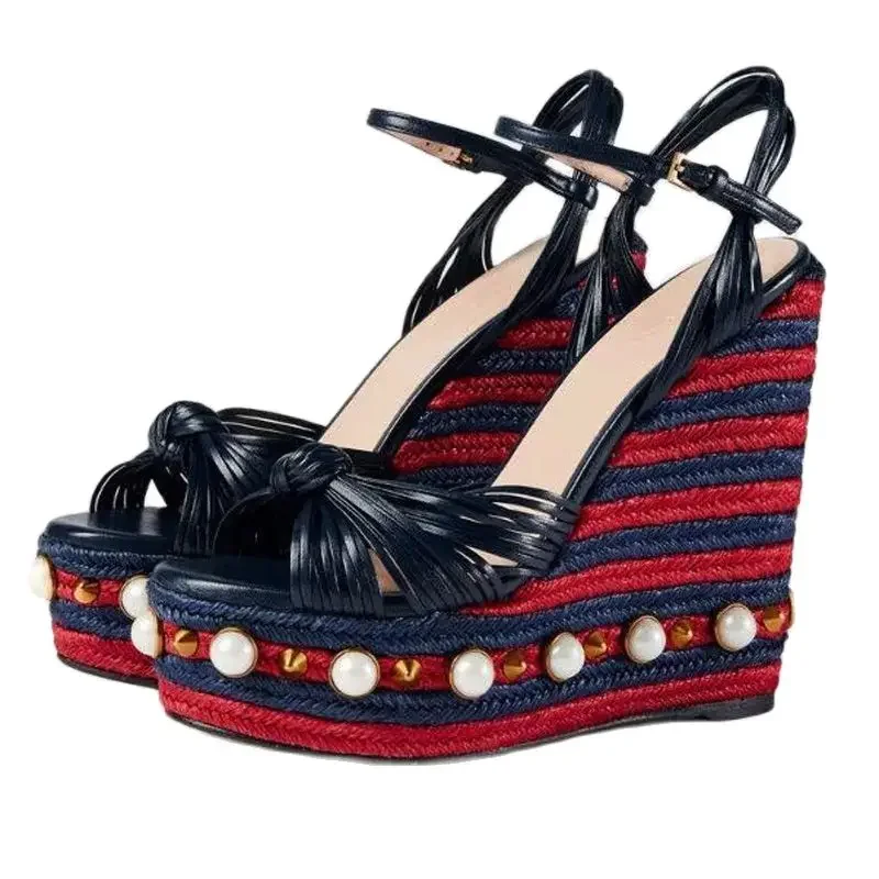 

Сандалии на танкетке женские, босоножки с ремешком на щиколотке и пряжкой, с переплетением веревками, туфли с открытым носком на высокой платформе для вечеринки, милая Стильная летняя обувь вечерние