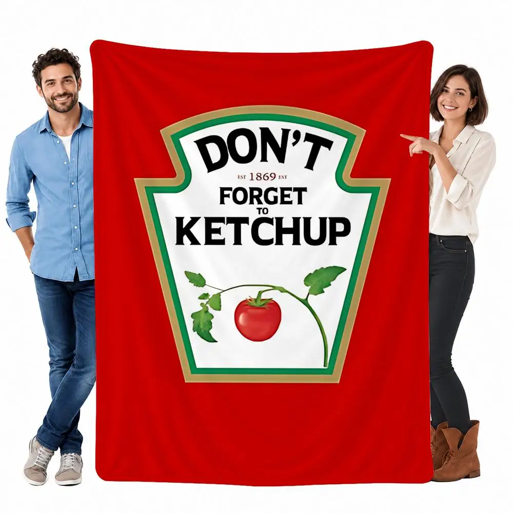Vibrant Food Ketchup Throw Custom Printed Flannel Fleece Blanket for Sofa Bed Office Travel & Camping