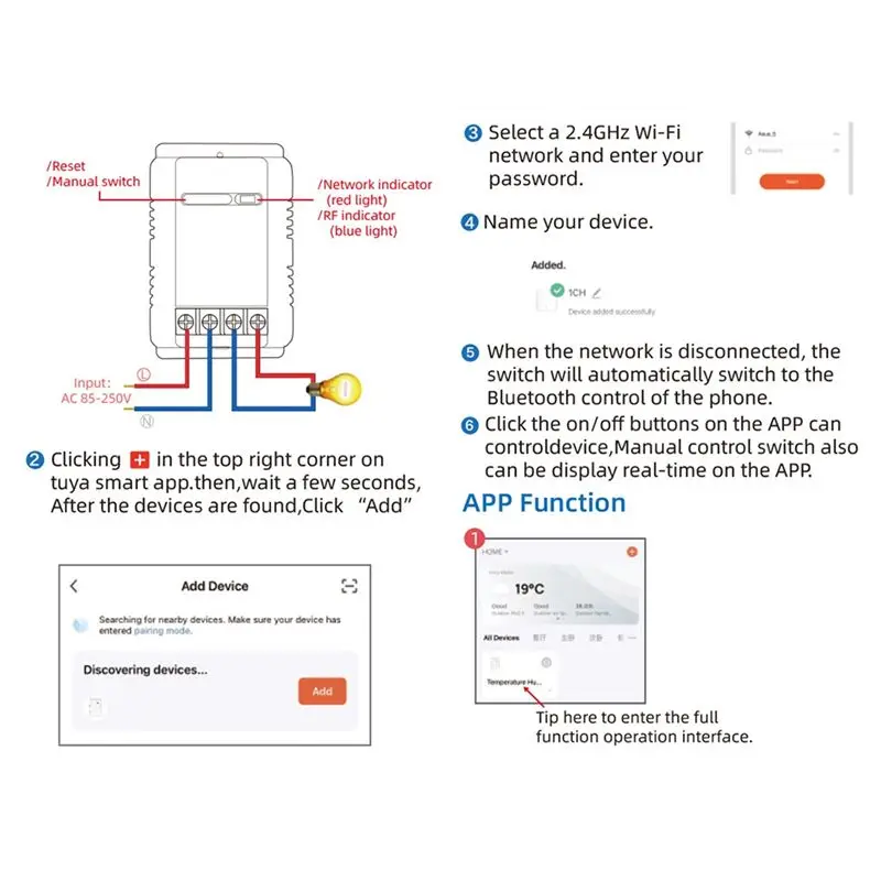 AT42 WiFi TH-16 Switch Tuya Wireless Control with Power Consumption Monitoring Temperature and Humidity Thermostat for