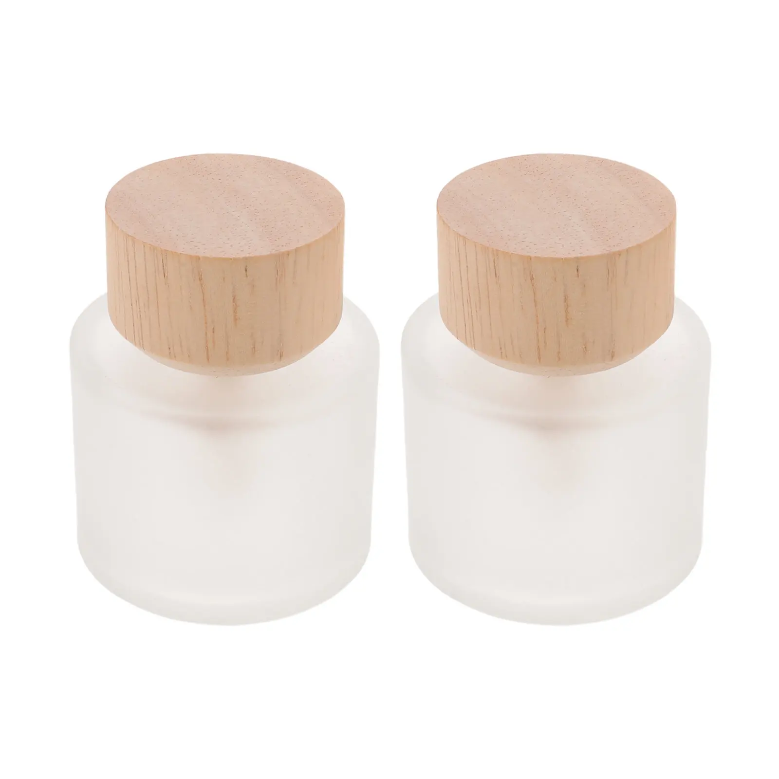 2個入り-リードディフューザーボトル-50ml-透明ガラス製、木製キャップ付き-–-エッセンシャルオイルやルームフレグランス用の詰め替え可能な香料容器