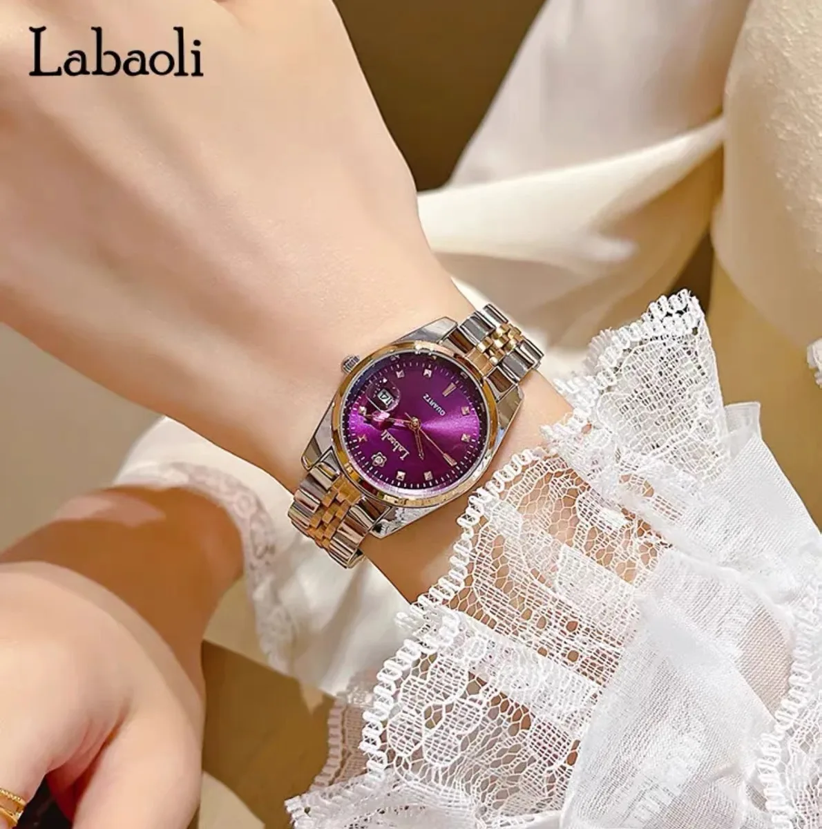 New Stylish Steel Strap Calendar Watch Classic Luxury Women'S Watch, A High-End Selection Of Watches, A Perfect Gift For Ladies.