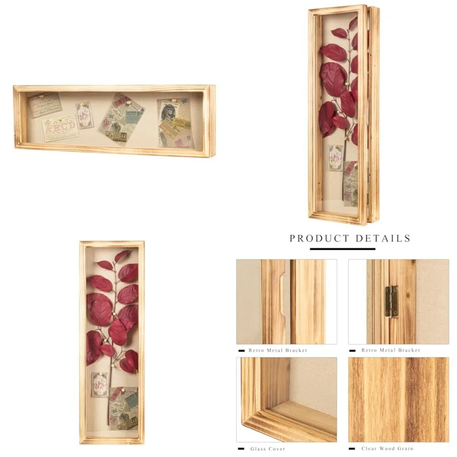 

Shadow Box Frame 8x25 Flower Shadow Box Pin Display Case Cabinet Picture Frame with Linen Back Memorabilia Awards Medals Badge