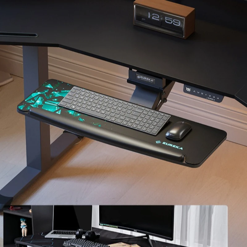 Keyboard Tray Adjustable Under Desk Mount Mouse Pad Organizer for Gaming Office Computer Desk Workstation Home Setup Kit Plus