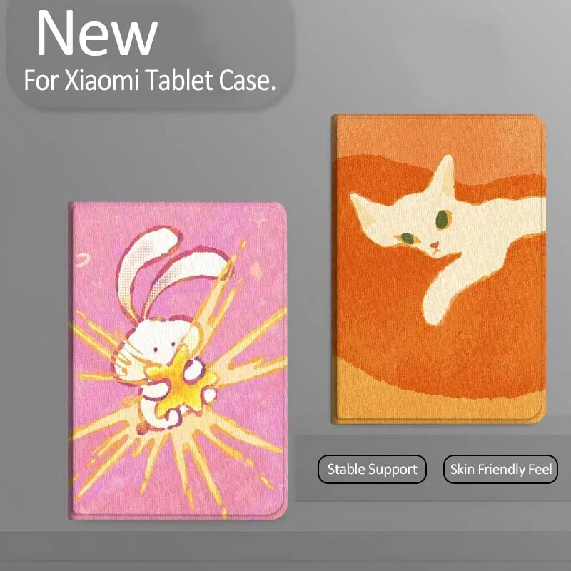

Cartoon White Cat Orange Gift Tablet Case For Xiaomi Redmi Mini Pad SE K 2 4 5 6 7 8 2023 2025 11 8.8 11.2 10.1 Pro