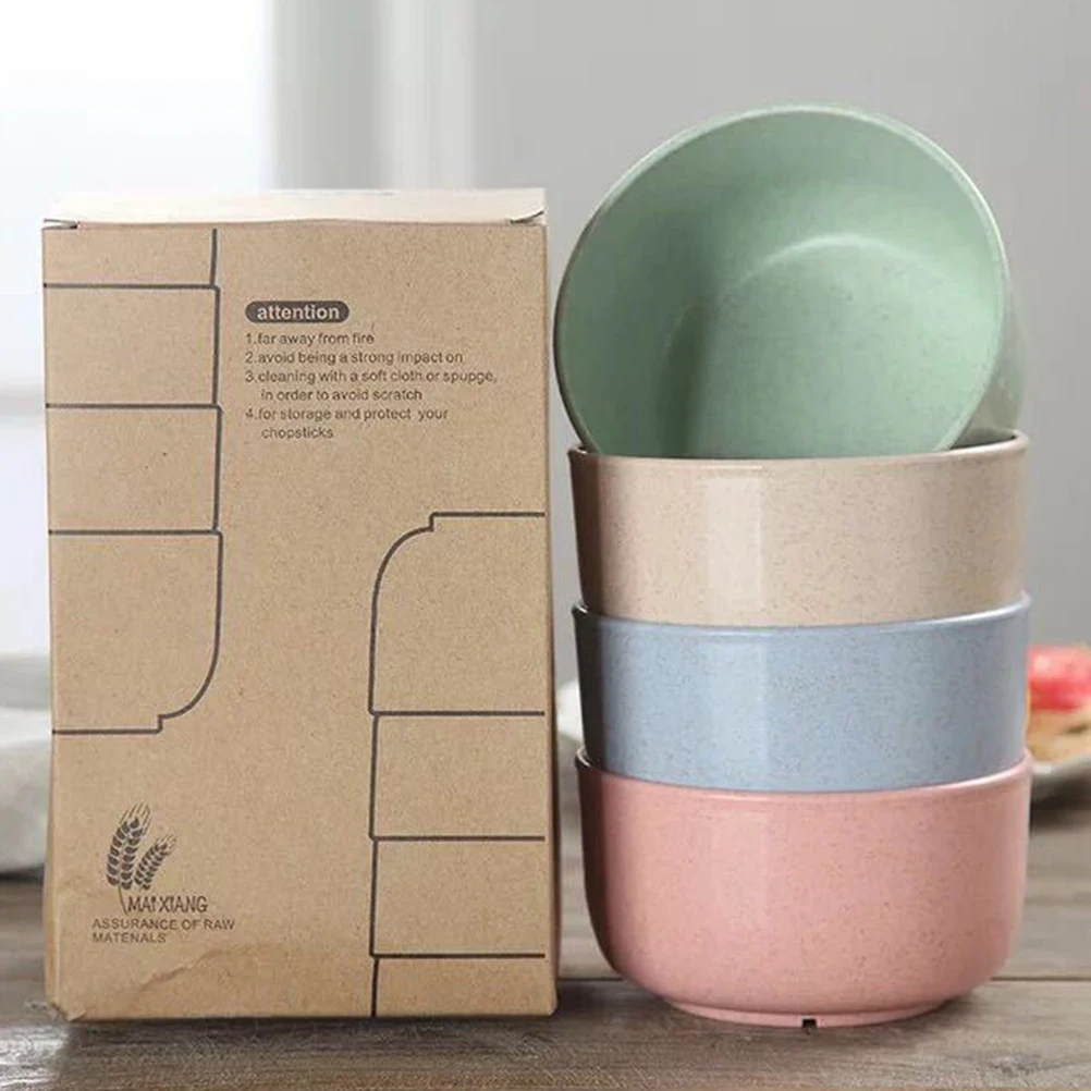 

6pcs Wheat Straw Bowl Set Kids Baby Eco-Friendly Biodegradable Shatterproof Dishwasher Safe Microwave Safe Lightweight