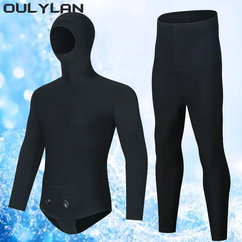 

Oulylan Jackets Surf Pants Snorkeling Scuba Diving Underwater Spearfishing Clothes Kitesurf Equipment Neoprene 3MM Men Wetsuit