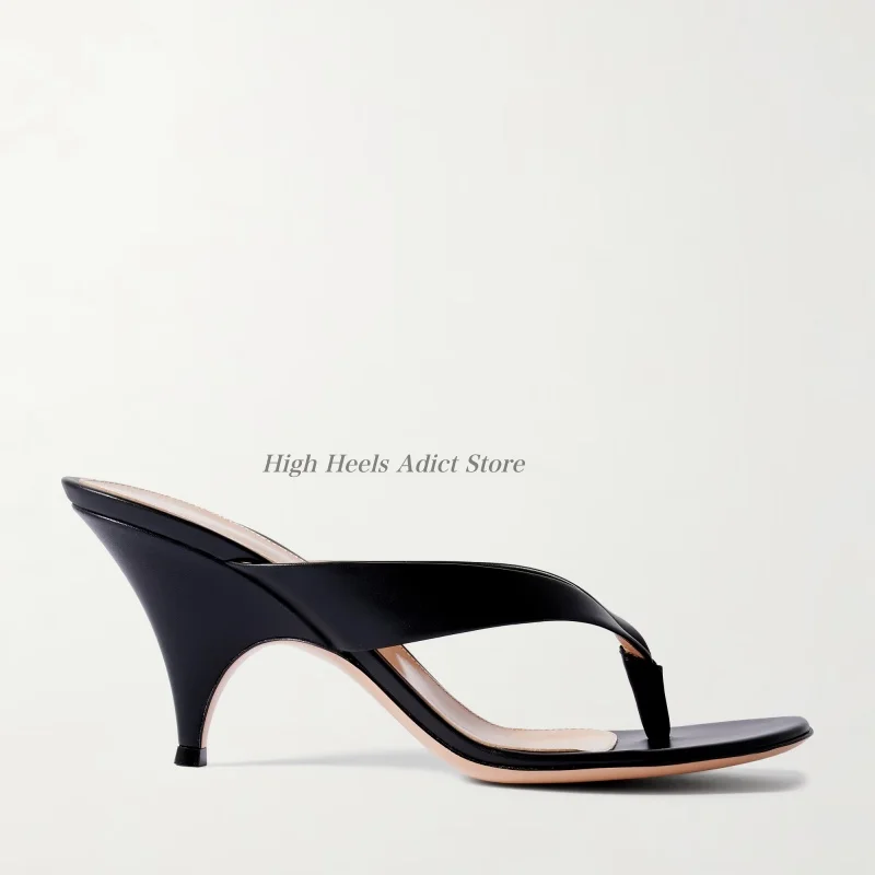 2026 New in sexy causal dress leather flip-flops sliver/black/white/brown summer women's high heels luxury designer party shoes image 6