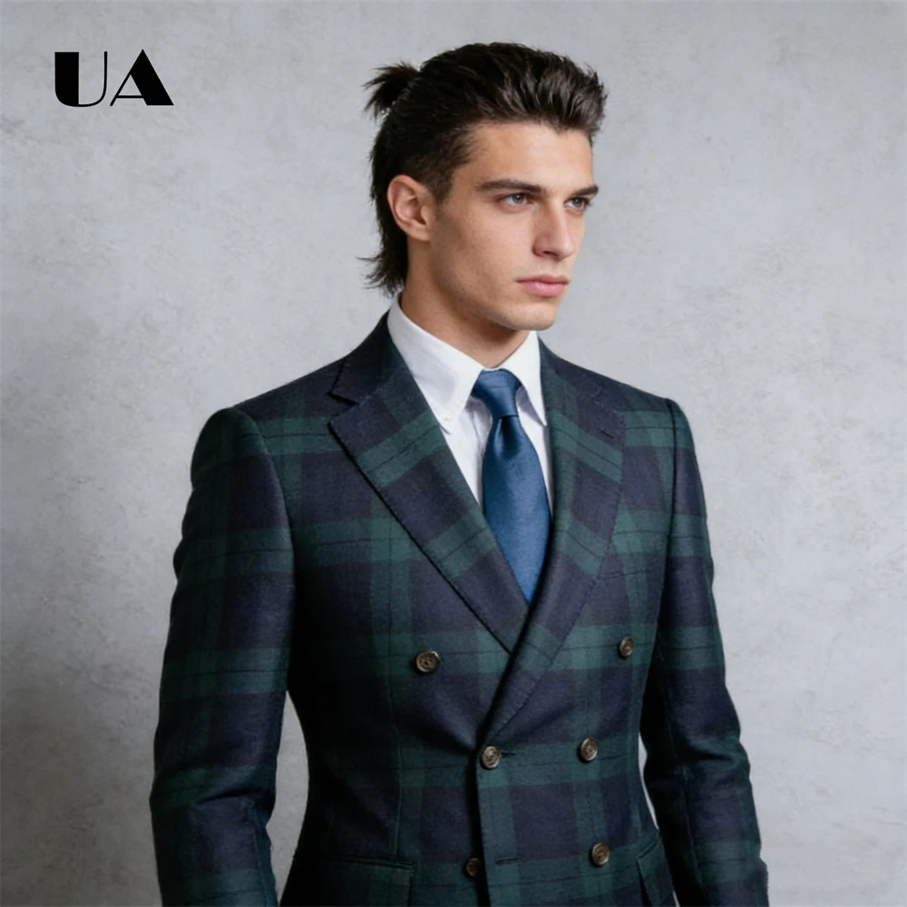 

Retro Plaid Suit Set for Men, Jacket with Pants Tuxedo Business Meeting Suits, Modern Fit Big Tall Man Suits Tuxedo