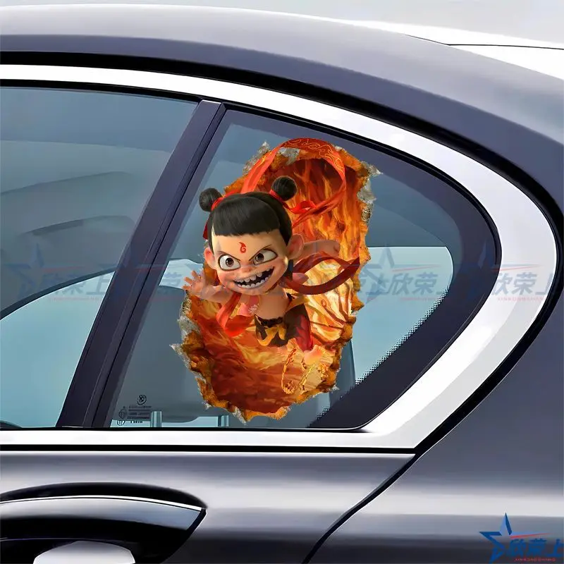Nezha's Demon Children Roar in the Sea 3D Anime Car Sticker Bedroom Wall Out