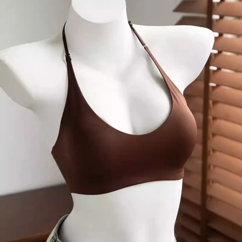 Ladies Seamless One Piece Backless Beauty Bra Wirefree Gathered Thin Comfort Sexy Daily Intimates Supports Multiple Ways of Wear