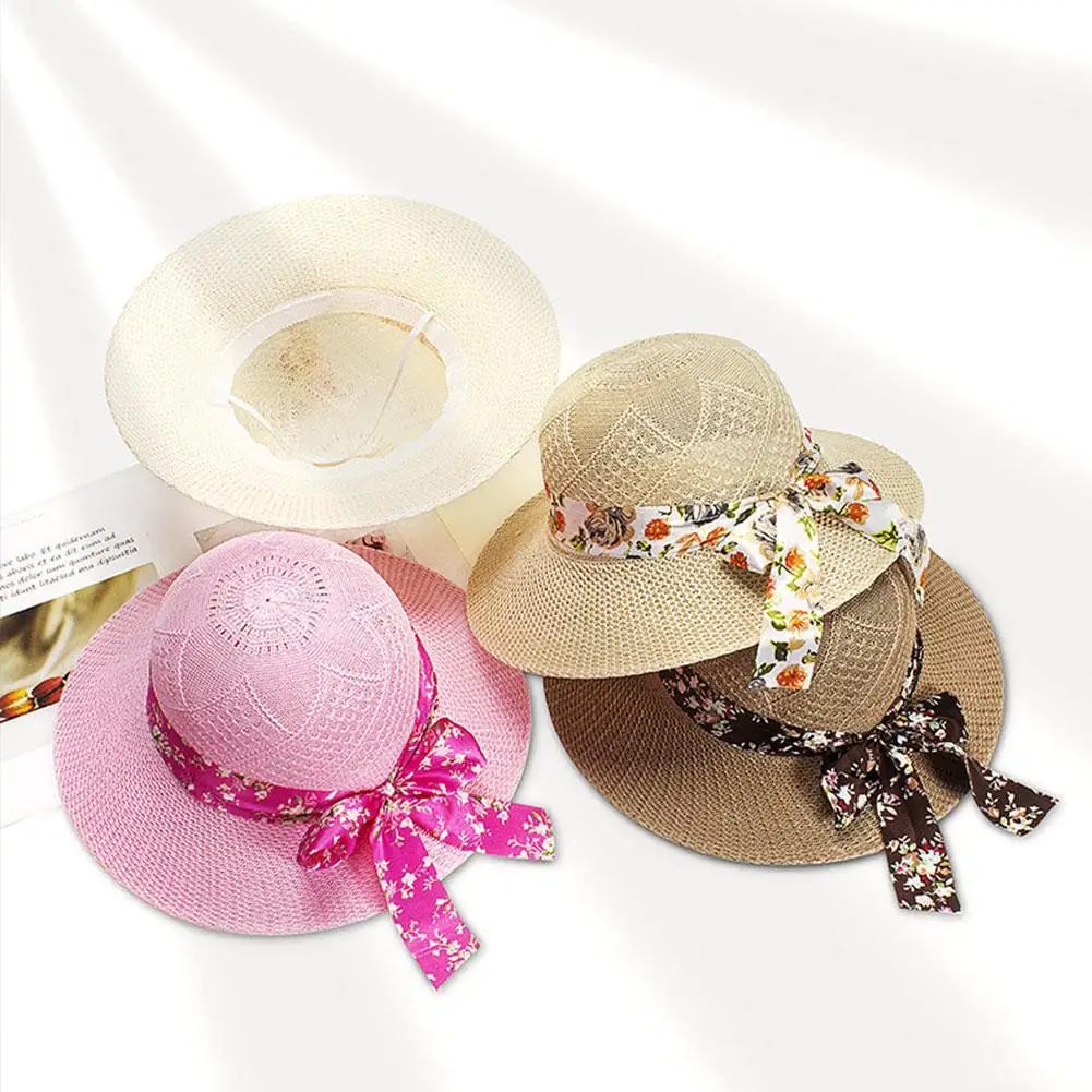 Holiday Breathable Fisherman Hats Women Girls UV Protection Women Sun Hat Wide Brim Straw Hats Beach Cap Summer Sunscreen