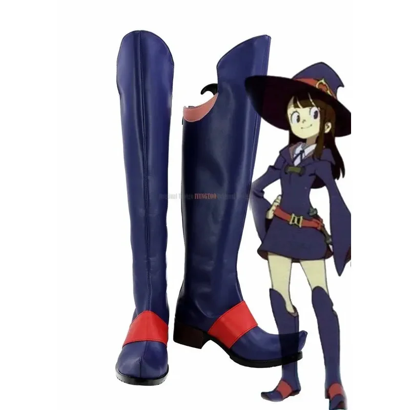 qq98Akko Little Witch Academia Atsuko Kagari Akko Cosplay Boots Blue Shoes Custom Made