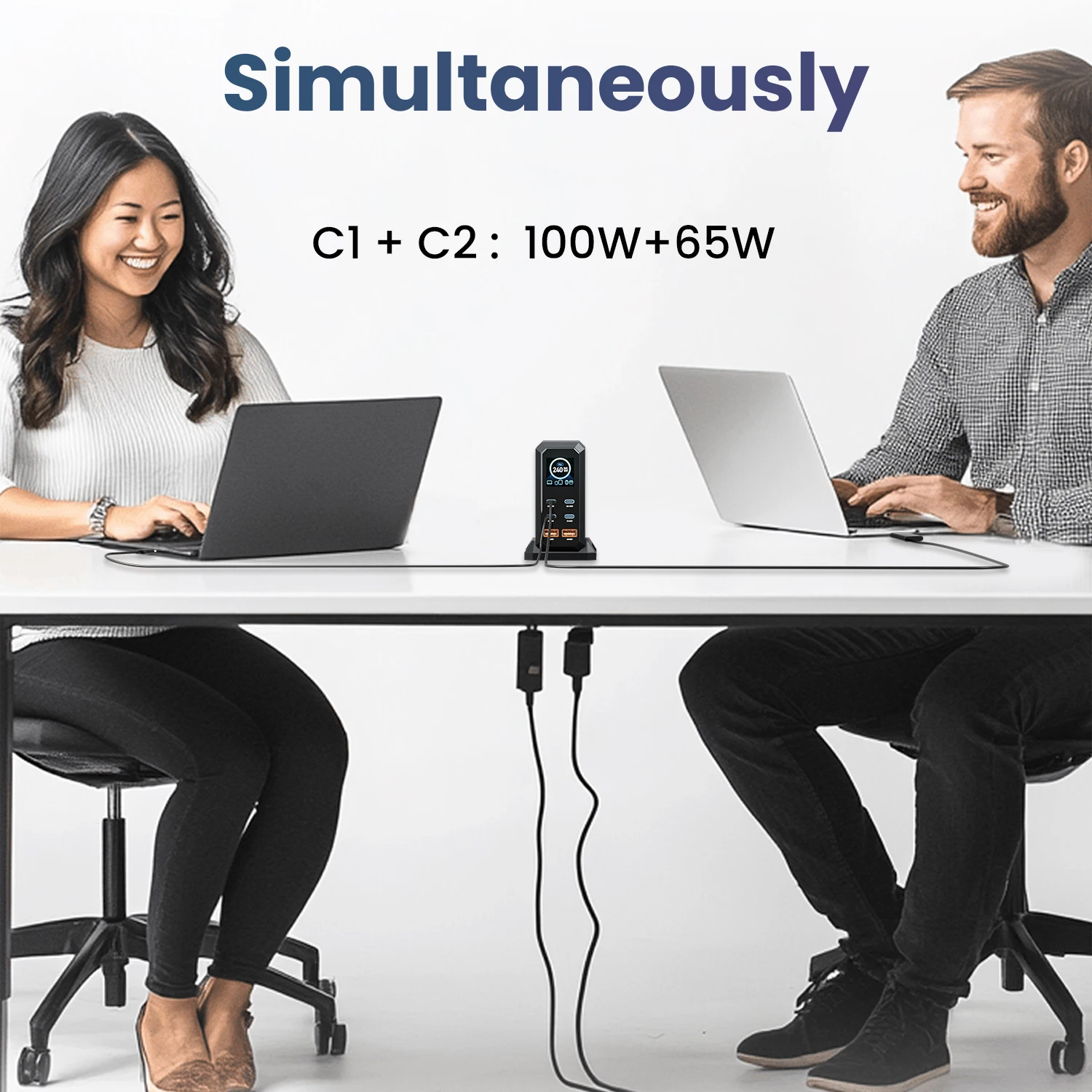 ASOMETECH 240W GaN محطة شحن سريعة 6 في 1 140W PD3.1 USB نوع C PD QC3.0 PPS شاحن سطح المكتب لماك بوك آيفون 16 سامسونج