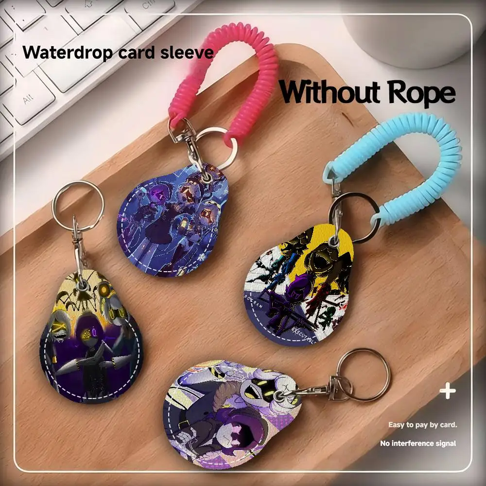 M-Murder Drones Adorable Teardrop Acc Control Card Protector Bus Keychain Elevator Card Holder Student PU Material