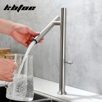 Brushed Nickel Kitchen Faucet 360 Rotation Single Handle Deck Mounted Swivel Spout Sink Mixer Tap Hot/Cold Water Stainless Steel