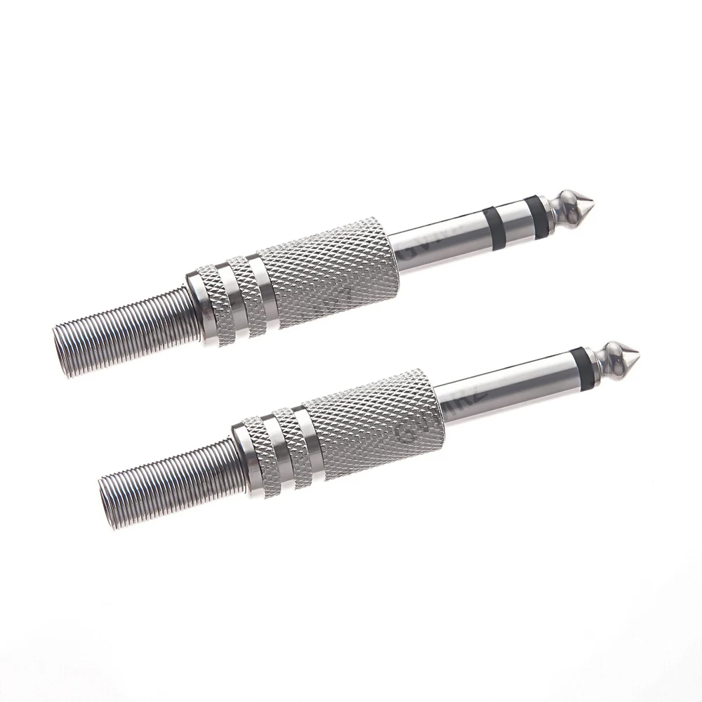2PCS 6.5mm/6.35mm 6.5mm 2Pole Stereo Metal Microphone jack plug-in Audio Connector 6.35 Mono Amplifier Plug for KTV 6.35mm