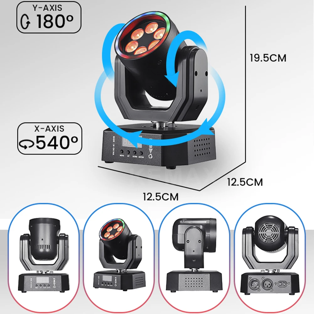 Lumières de disco mobiles 30W à commande à distance RGBW DMX512, mini faisceau LED rotatif, stroboscope mobile, éclairage de scène pour événements et clubs