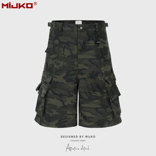 MIJKO Snow Camouflage Pantalones cortos tipo cargo sueltos unisex Pantalones cortos casuales # 8501
