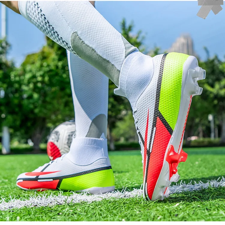 Zapatos de fútbol de alta calidad para hombres, zapatos de entrenamiento deportivo con pies de cuero y césped artificial, clavos AG, tf, estudiantes adolescentes