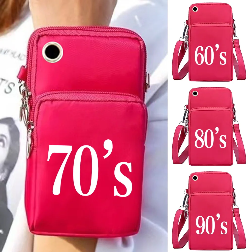 Mobile Phone Bag for Iphone/huawei/xiaomi/samsung Universal Crossbody Bags Wrist Pack Arm Bags with Headset Hole Years Pattern