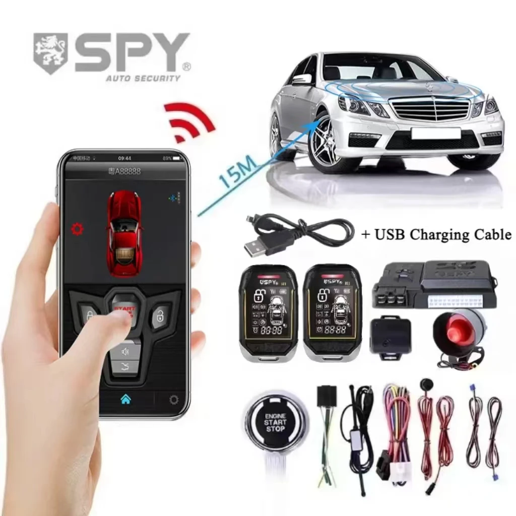 

SPY Universal 2 Way Car Alarm System Car Remote Keyless Entry Launch Module Kit Bluetooth PKE APP Remote Engine Start