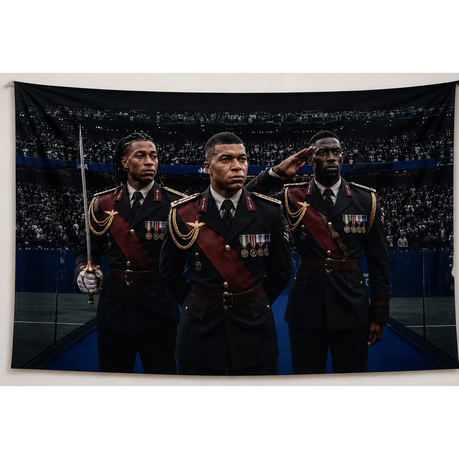 2026 France Heritage Wall Tapestry Vintage French Pride Hanging Tapestry Black Gold Home Decor Bedroom Living Room