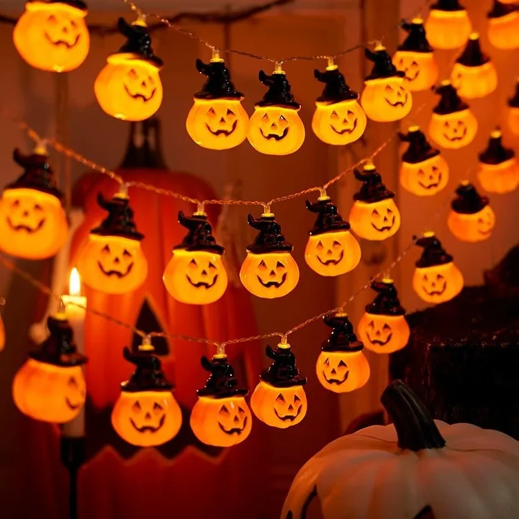 Halloween Dekorationen Lichter Kürbis Lichterketten Kürbis Laterne Lichter Halloween Home Party Hof Wandt ür Dekor Lichter – Detail 1