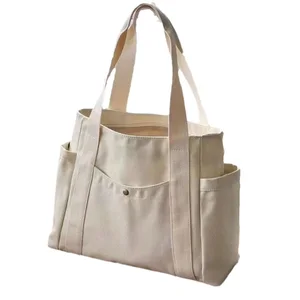 Tuval tote iş için büyük kapasiteli, işe gidip gelmek, kolej kıyafetleri tarzında öğrenci omuzdan askili çanta, alışveriş çantası Borsa ekranının en iyi 10 satışı, asa-no. 4