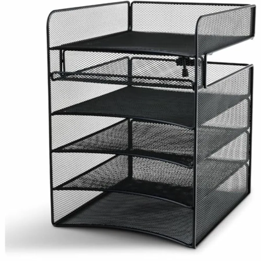 

Onyx Hanging Under Desk Organizer 5 Trays Office and Classroom Mailbox Paper and Mail Sorter Steel Mesh