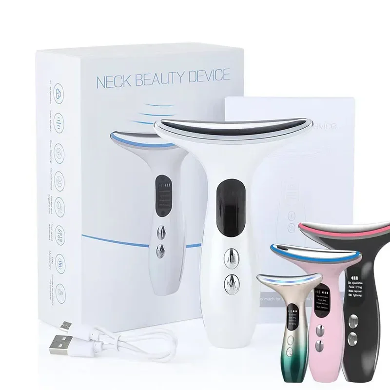 الرقبة تدليك الوجه 3 ألوان LED مكافحة الرقبة التجاعيد تتلاشى خطوط الرقبة الرقبة الرعاية مدلك الخامس خط الذقن رفع الأجهزة