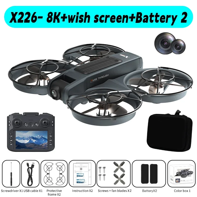 Lenovo X226/X226VR Mini Drone 4K Professionele Afstandsbediening Helikopter Vliegtuig RC Dron Met Scherm Quadcopter Speelgoed Cadeau voor Kinderen