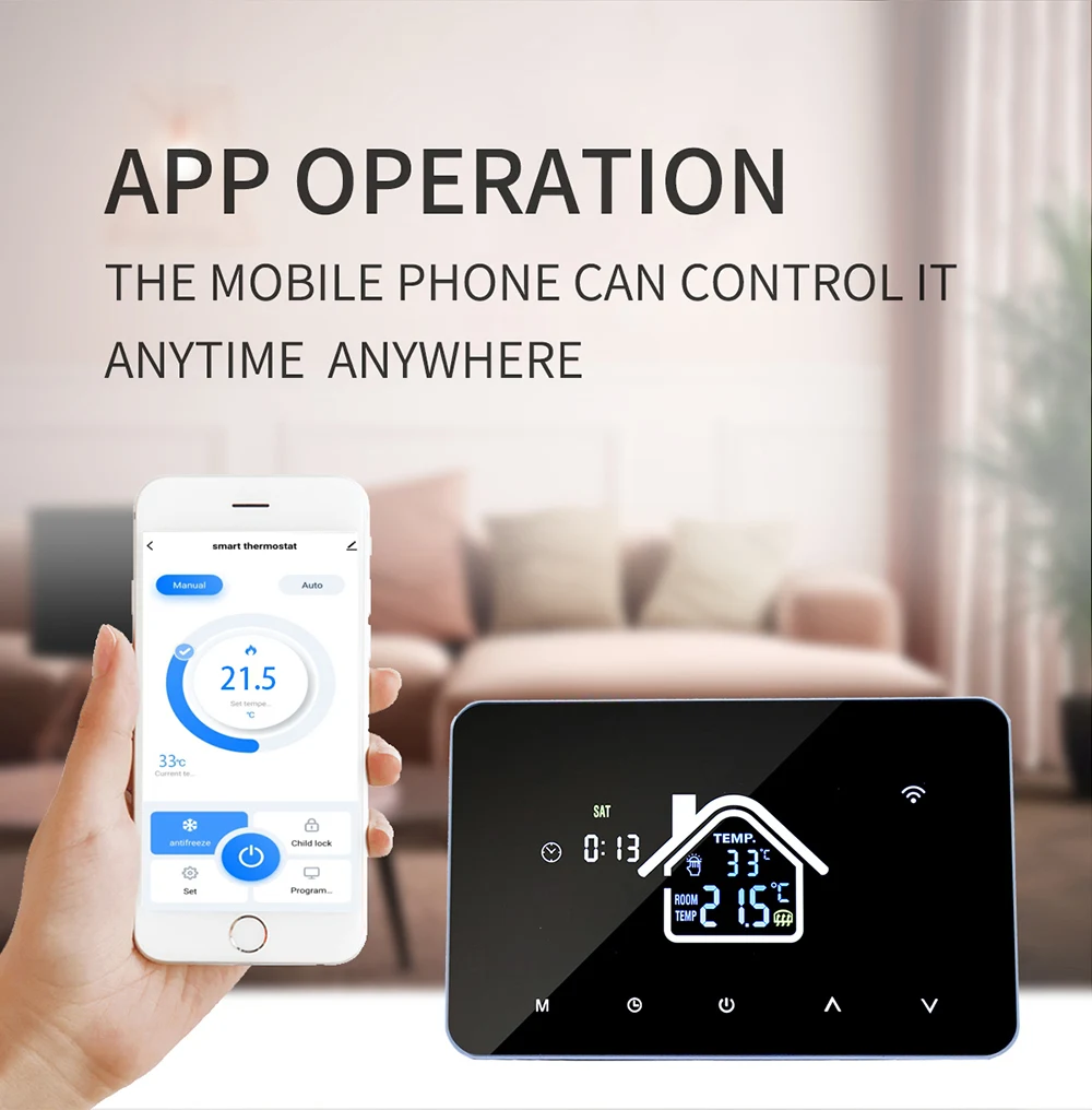 Aubess สมาร์ท WiFi Thermostat 4.3นิ้วหน้าจอสีทำความร้อนความร้อนน้ำ/หม้อไอน้ำอุณหภูมิ Controller สำหรับ Tuya Alexa