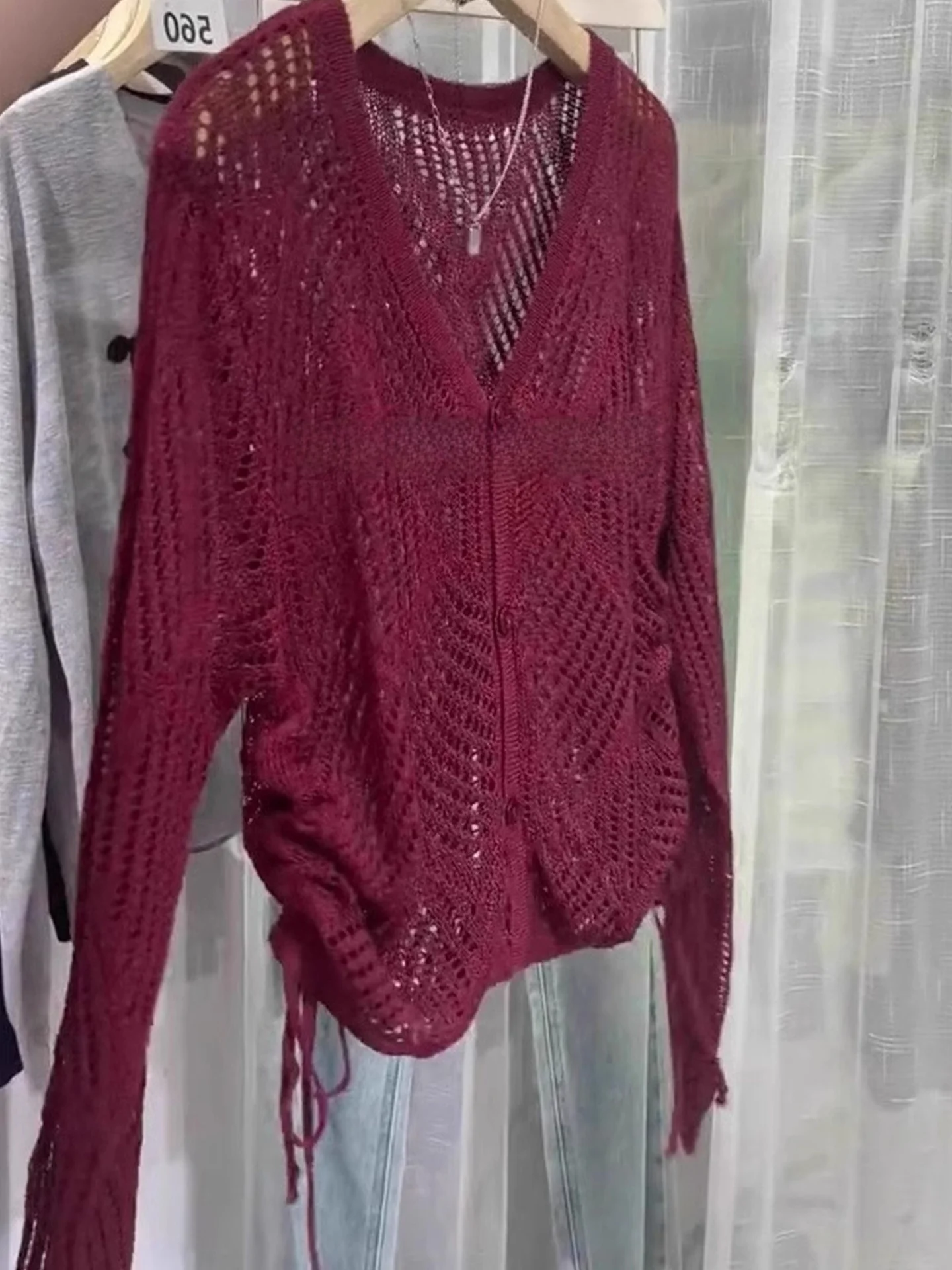 Women's V-Ne Knitted Open Cardigan Long Sve Single Button Dstring Casual Comfortable High-End Faion Autumn Wear