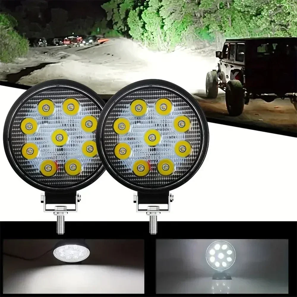 Luminex  2pcs 9 LED Auxiliary Modified Headlight Spotlight Flood Spot Lamp For Boat Trailer Motorcycle Truck Car Accessories