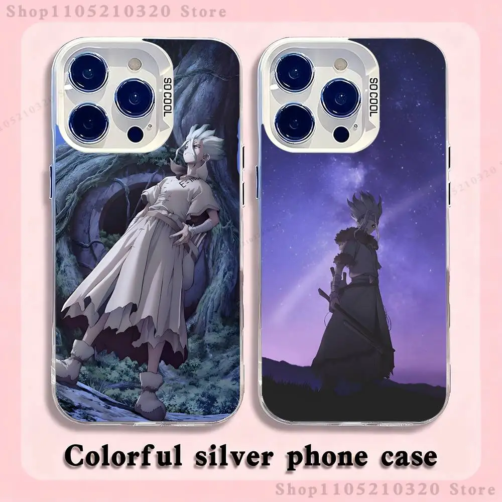 

Anime Dr S-STONE Phone Case For iPhone 17,16,15,14,13,12,X,8,Pro,Max,Plus,E,SE4,Air,Mini White IMD Matte
