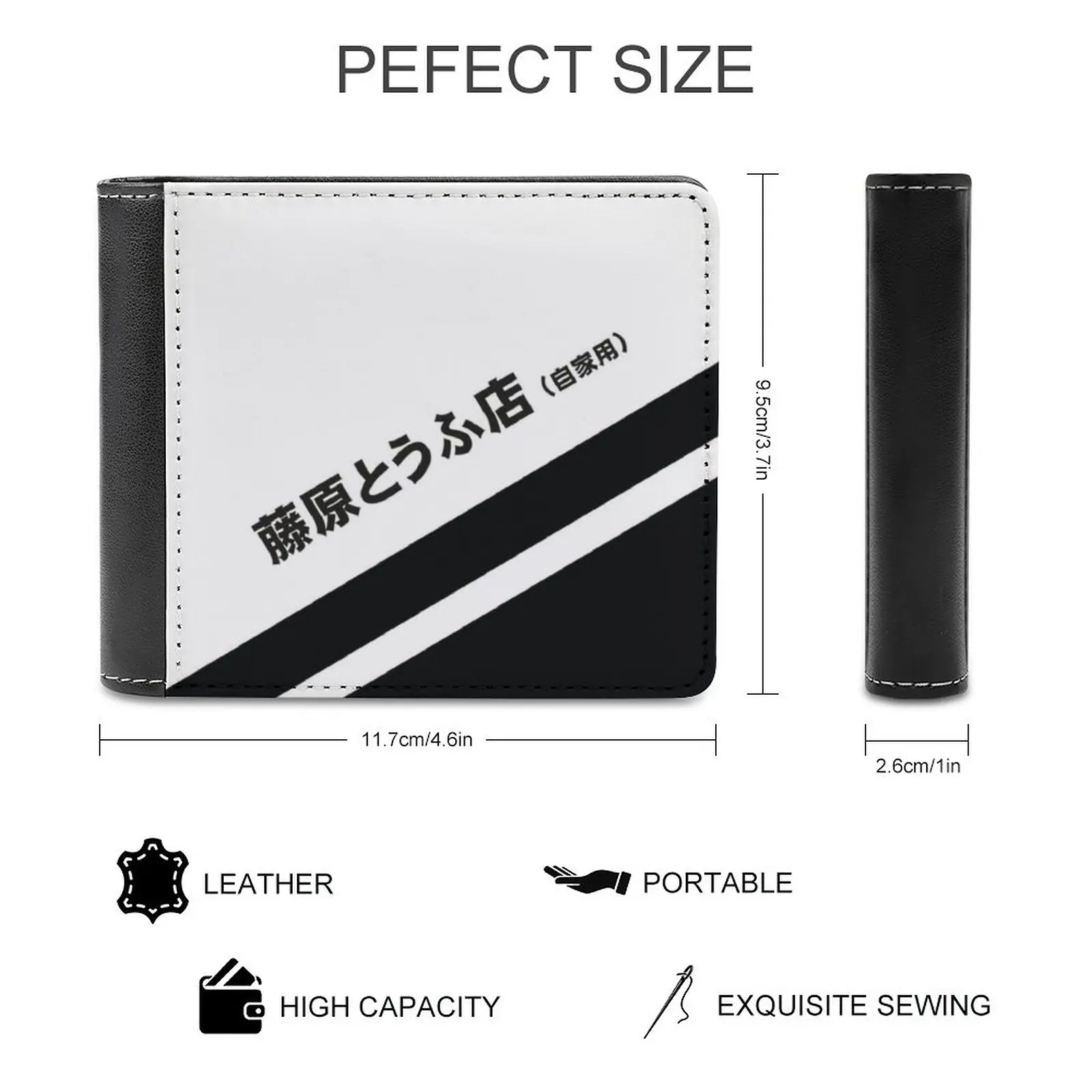 Initial D Ae86 Tofu Decal Running In The 90S Leather Men Wallets Credit Card Holder Purse Black Wallet Initiald Initial Ae86 Ae