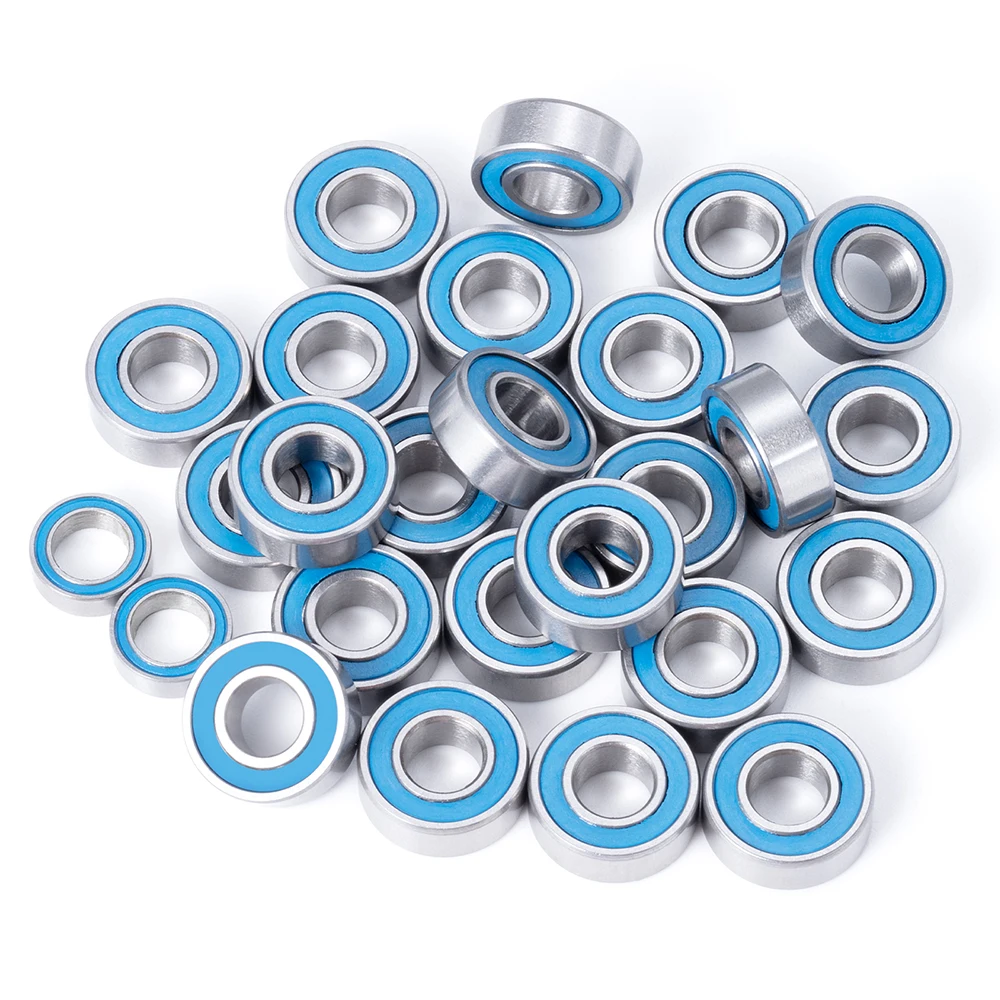 TRINOOD 26Pcs Rubber Sealed Bearing Kit for Tamiya TL-01, WR-01, GF-01 Upgrade Accessories