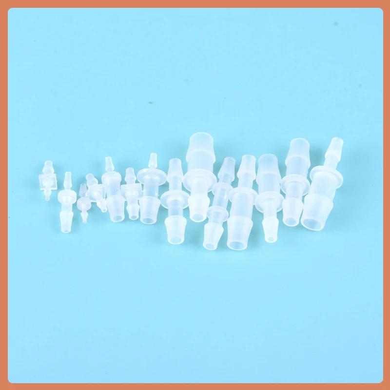 1.6-25mm Plastic Silicone Tube Straight Pipe Fitting Small size Pagoda Barb Coupling Reducing Straight Fish Tank PP Insert Hose