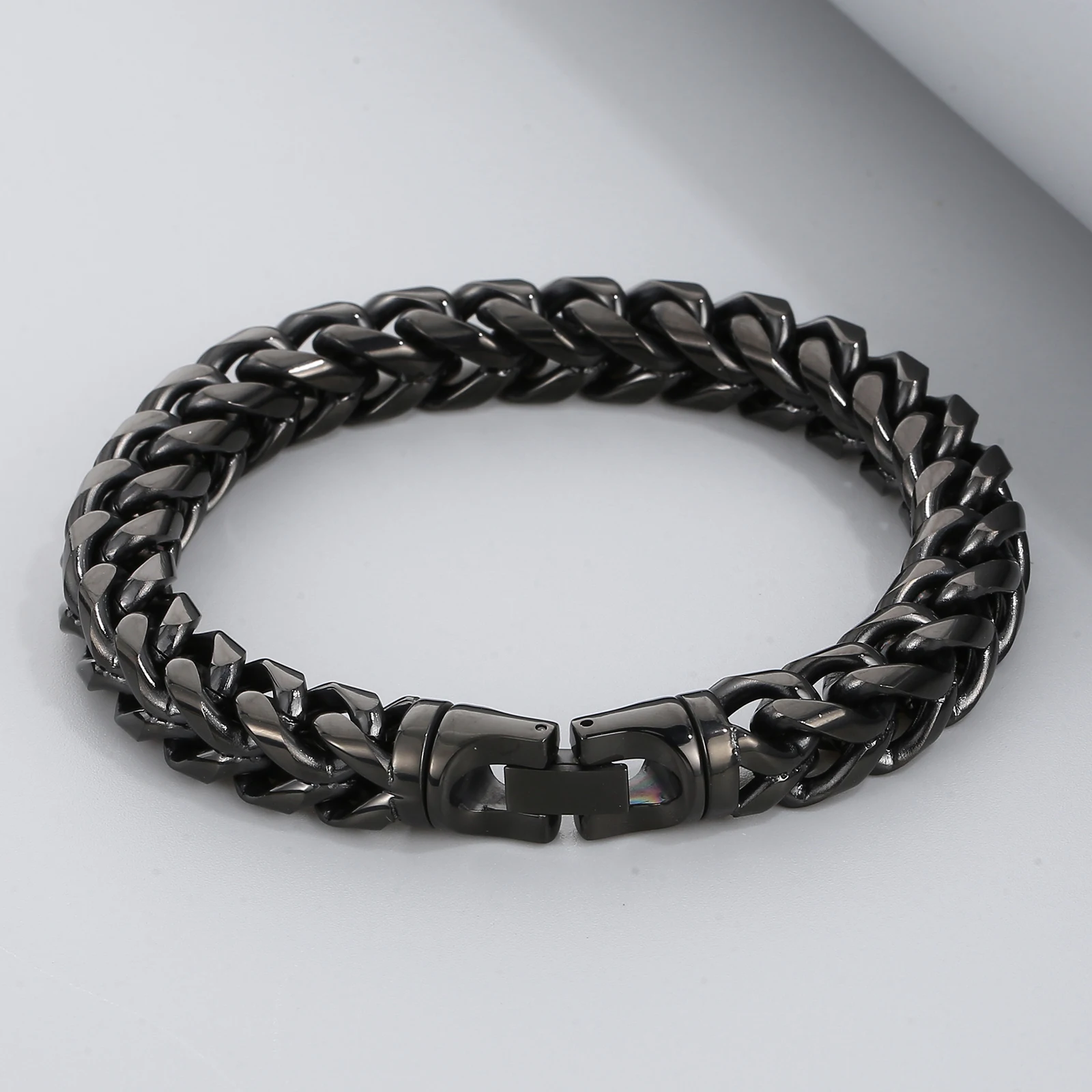 8/10mm Width Stainless Steel Keel Bracelet Plated Gold Keel Chain Bracelet Fashion Jewelry For Men Wedding Birthday Party Gift