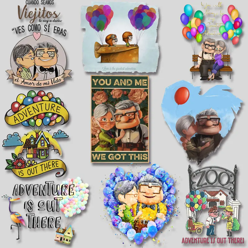 

Movie Up Adventure is out there Balloon House Iron-on Transfers Heat transfer stickers for t shirt Patches