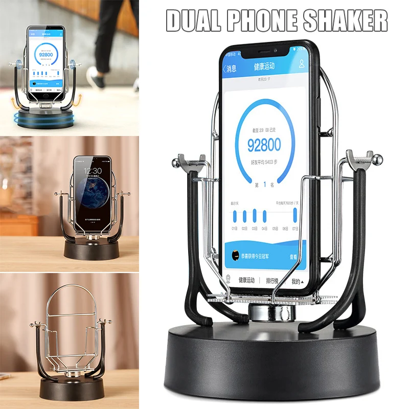 

Portable Double Phone Swing Device Automatic Shake Wiggler Step Earning Mobile Phone Holder For Two Phone Phone Under 6.4inch