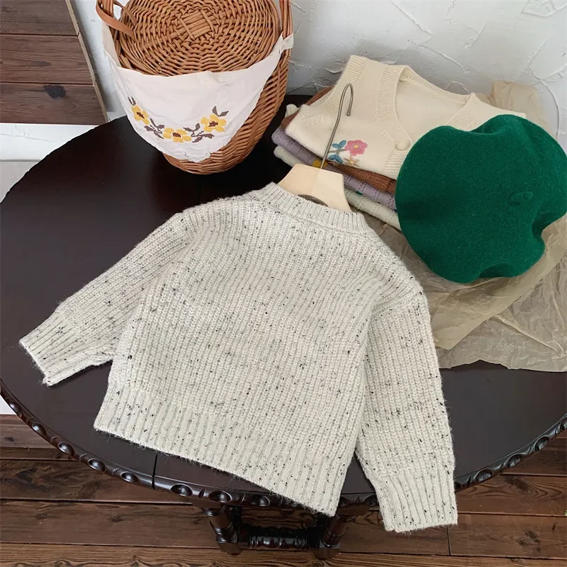 Kids Sweaters Solid Girls Knit Cardigans Single Breast Boy Sweater girls knit sweater baby chunky knit sweater