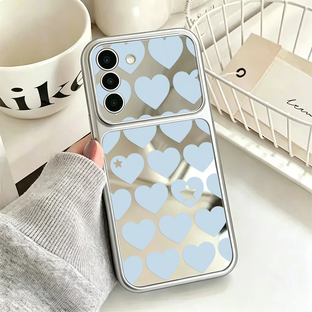 Love Heart Makeup Mirror Phone Case For Samsung Galaxy S25 S26 Ultra S24 S23 FE A57 A17 A07 A37 A56 5G A55 A54 A36 A35 A53 Cover - view 3
