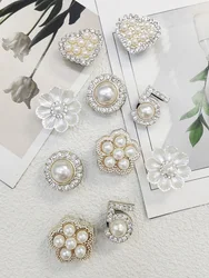 10PCS Shoe Charms ABS Accessories Decorations Clog New Luxury Rhinestone Pearl Beads Diy Buckle Shoes Ornaments For Party Gift