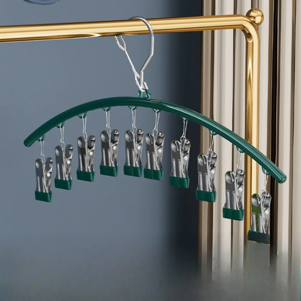 Windproof Drying Rack with Clips – Plastic Coat Hanger for Socks, Jackets & Household Laundry, Non-Slip Outdoor Clothes Rack